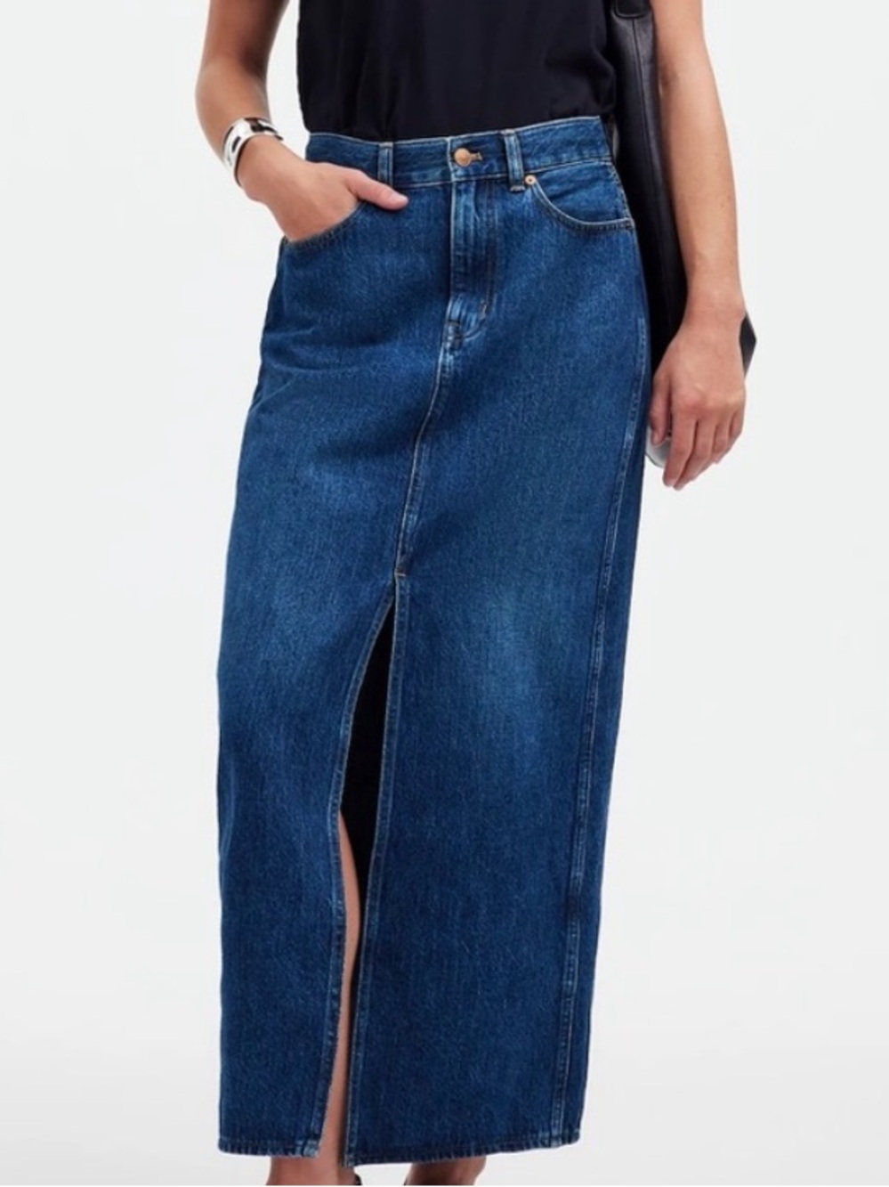 Madewell Front-Slit Denim Maxi Skirt